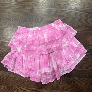 LoveShackFancy Pink Ombré Ruffled mini skirt Size M